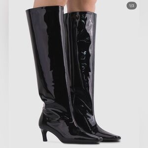 L'INTERVALLE Glossy Black Knee-High Boots